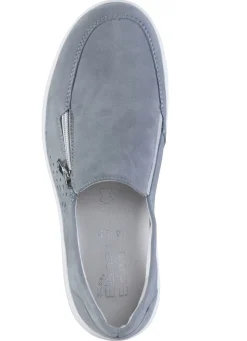 ELENA EDEN Slipper aus hochwertigem Veloursleder mit Zier-Perforation BLEU
