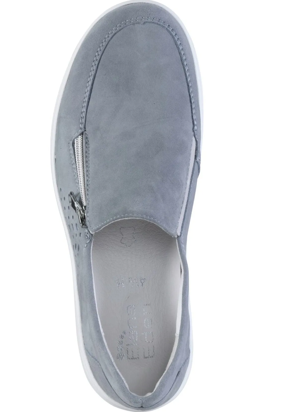 ELENA EDEN Slipper aus hochwertigem Veloursleder mit Zier-Perforation BLEU