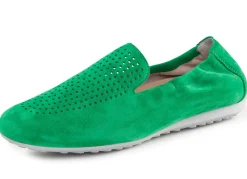 Online ELENA EDEN Slipper aus weichem Veloursleder mit luftiger Perforation GRÜN