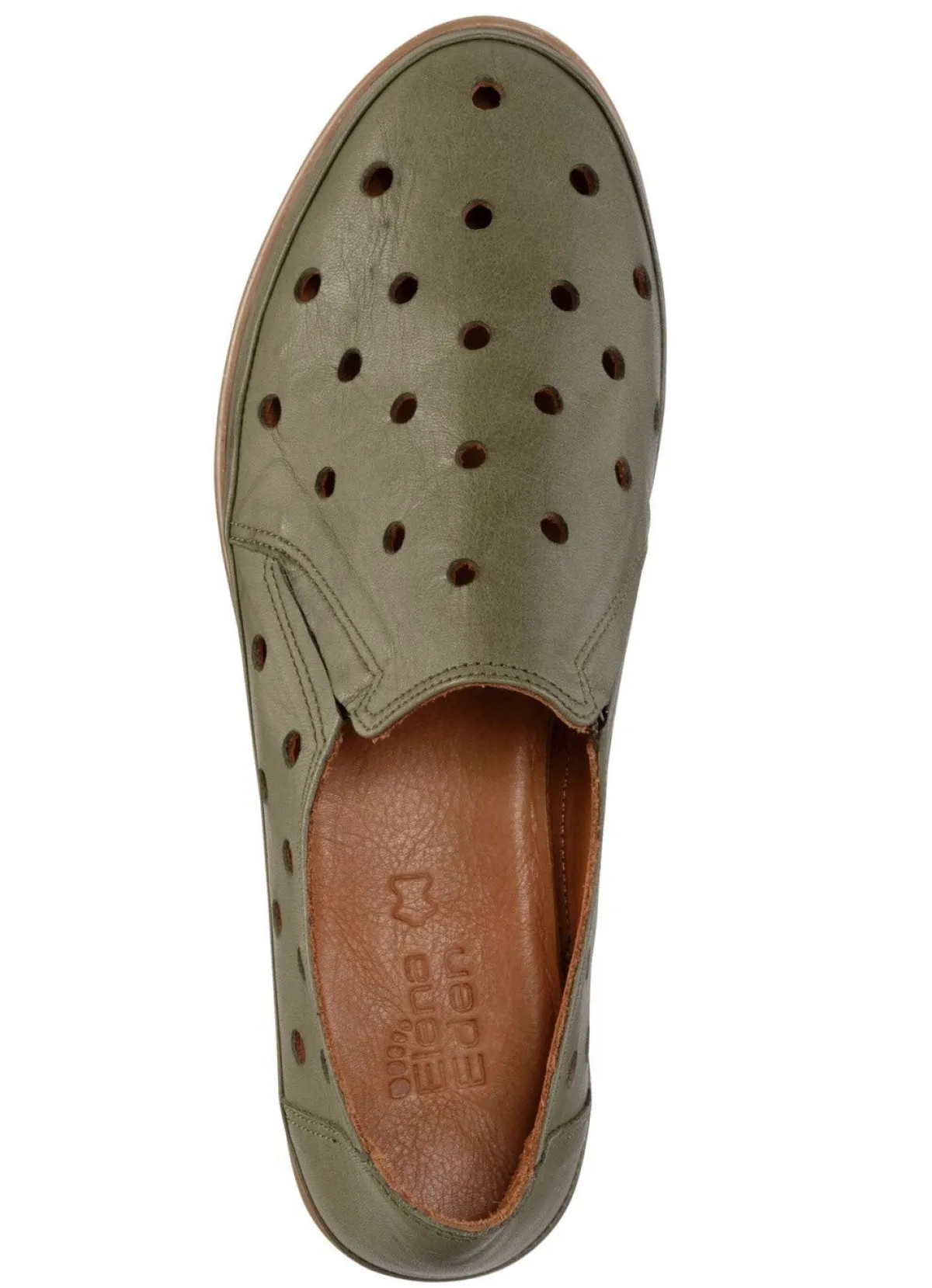 Clearance ELENA EDEN Slipper aus weichem Nappaleder mit Lochungen KHAKI