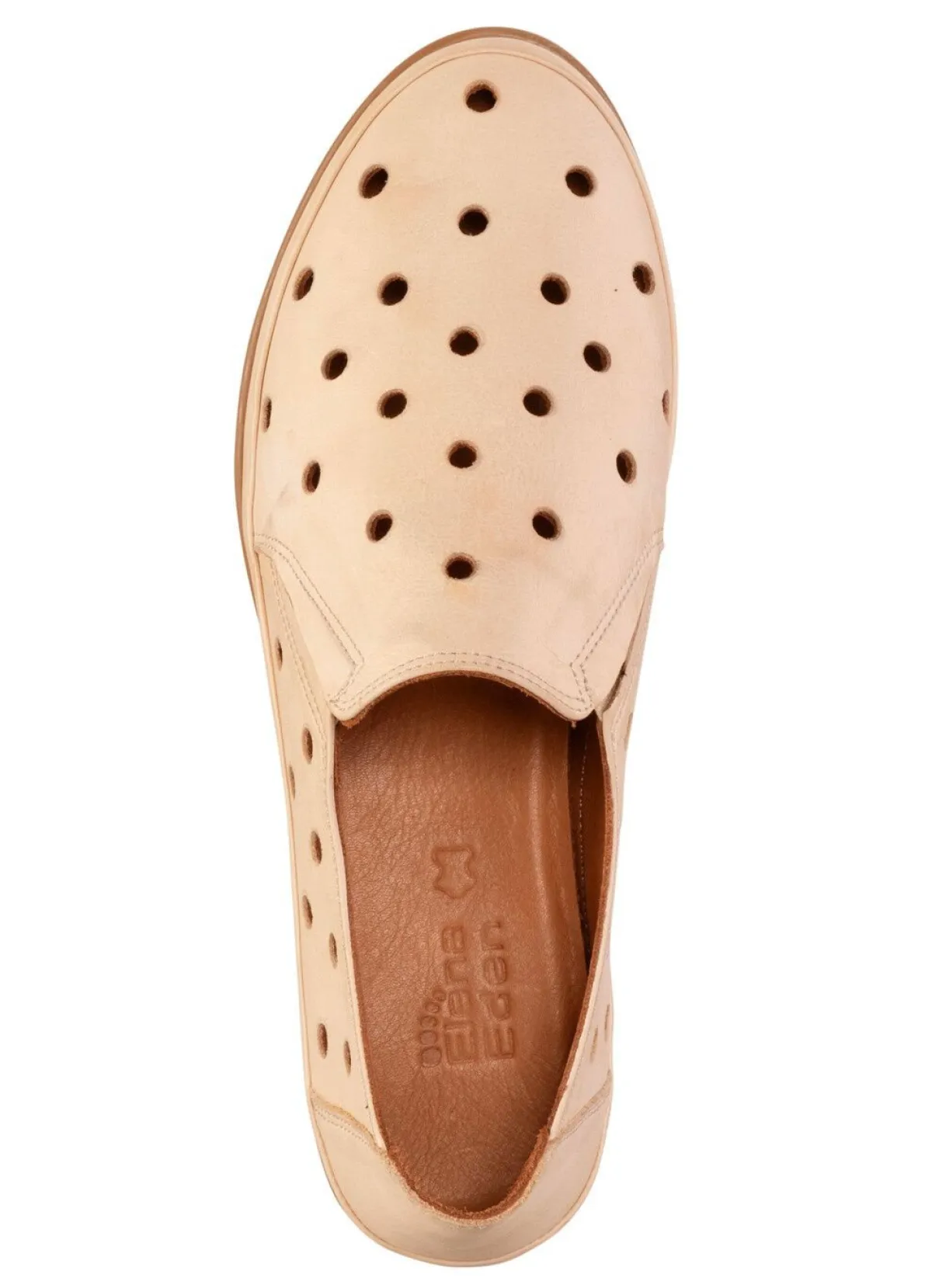 Outlet ELENA EDEN Slipper aus weichem Nappaleder mit Lochungen HELLBEIGE