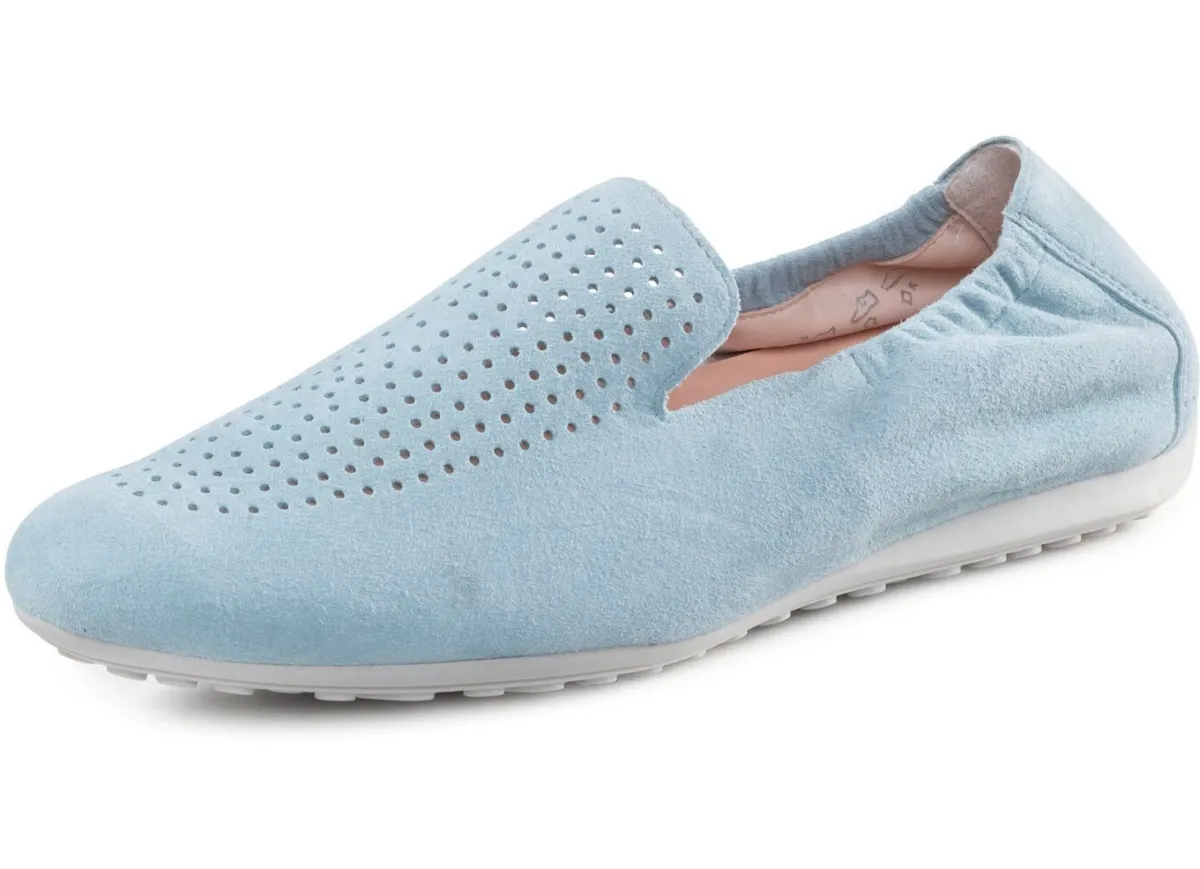 Clearance ELENA EDEN Slipper aus weichem Veloursleder mit luftiger Perforation HELLBLAU