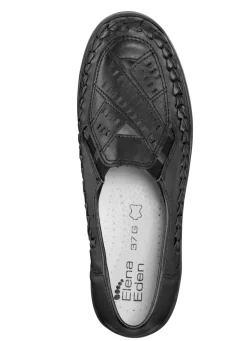 Discount ELENA EDEN Slipper luftig durchbrochen und mit Flechtdurchzug SCHWARZ