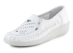 Outlet ELENA EDEN Slipper luftig durchbrochen und mit Flechtdurchzug WEISS