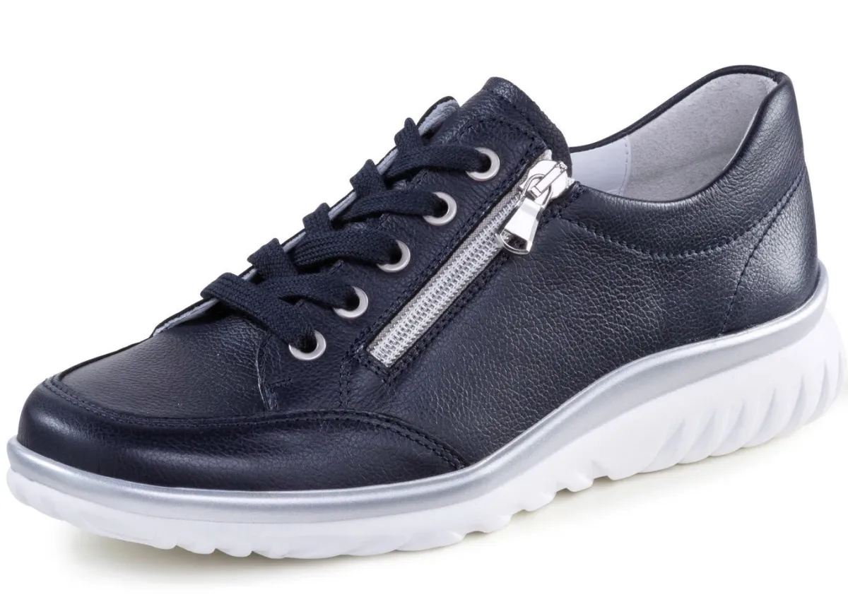 Clearance ELENA EDEN Sneaker aus genarbtem Kalbleder DUNKELBLAU
