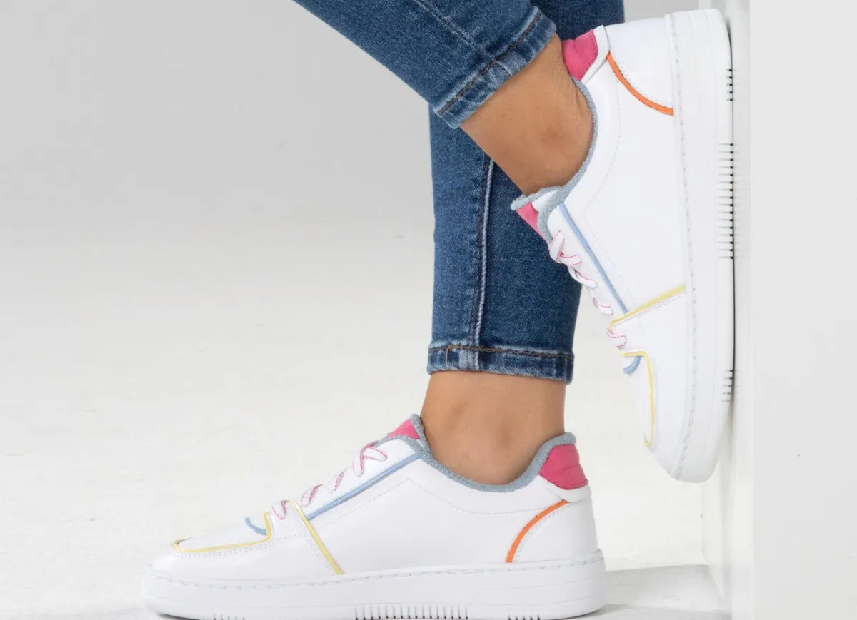 ELENA EDEN Sneaker aus Nappaleder WEISS-BUNT