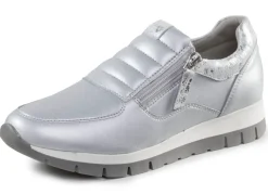 ELENA EDEN Sneaker aus Nappaleder und silbergrau geprägtem Veloursleder MATTSILBER