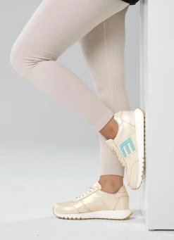 Outlet ELENA EDEN Sneaker aus schimmerndem Nappaleder CHAMPAGNER