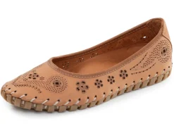 Sale ELENA EDEN , sommerliche Damen-Ballerinas, Weite G, mit herausnehmbarem Fußbett COGNAC