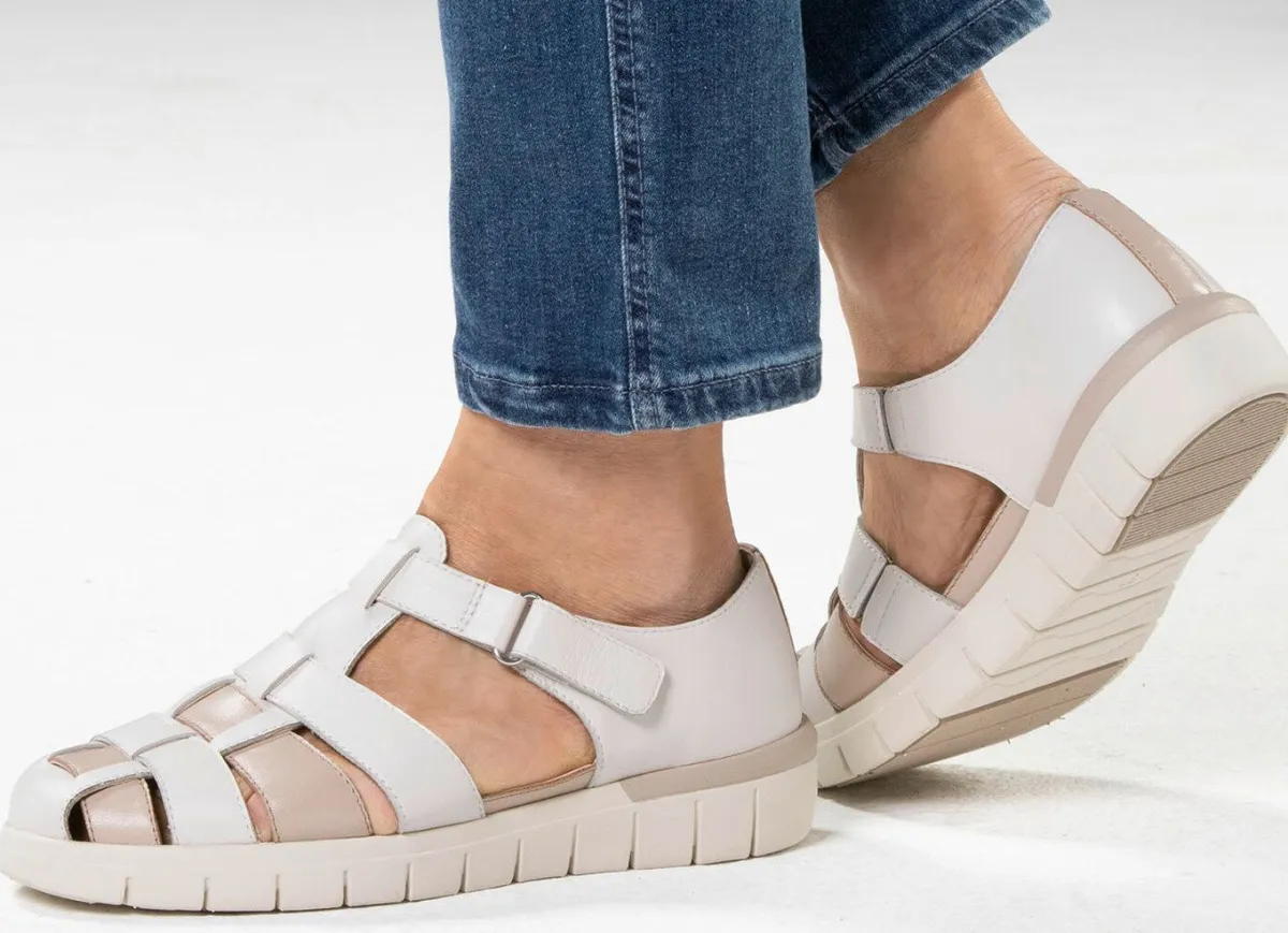 Sale ELENA EDEN , sommerliche Damen-Slipper, Weite H, mit herausnehmbarem Fußbett ECRU-BEIGE
