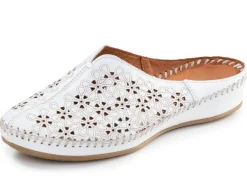 ELENA EDEN , sommerliche Damen-Clogs, Weite G, aus Leder WEISS