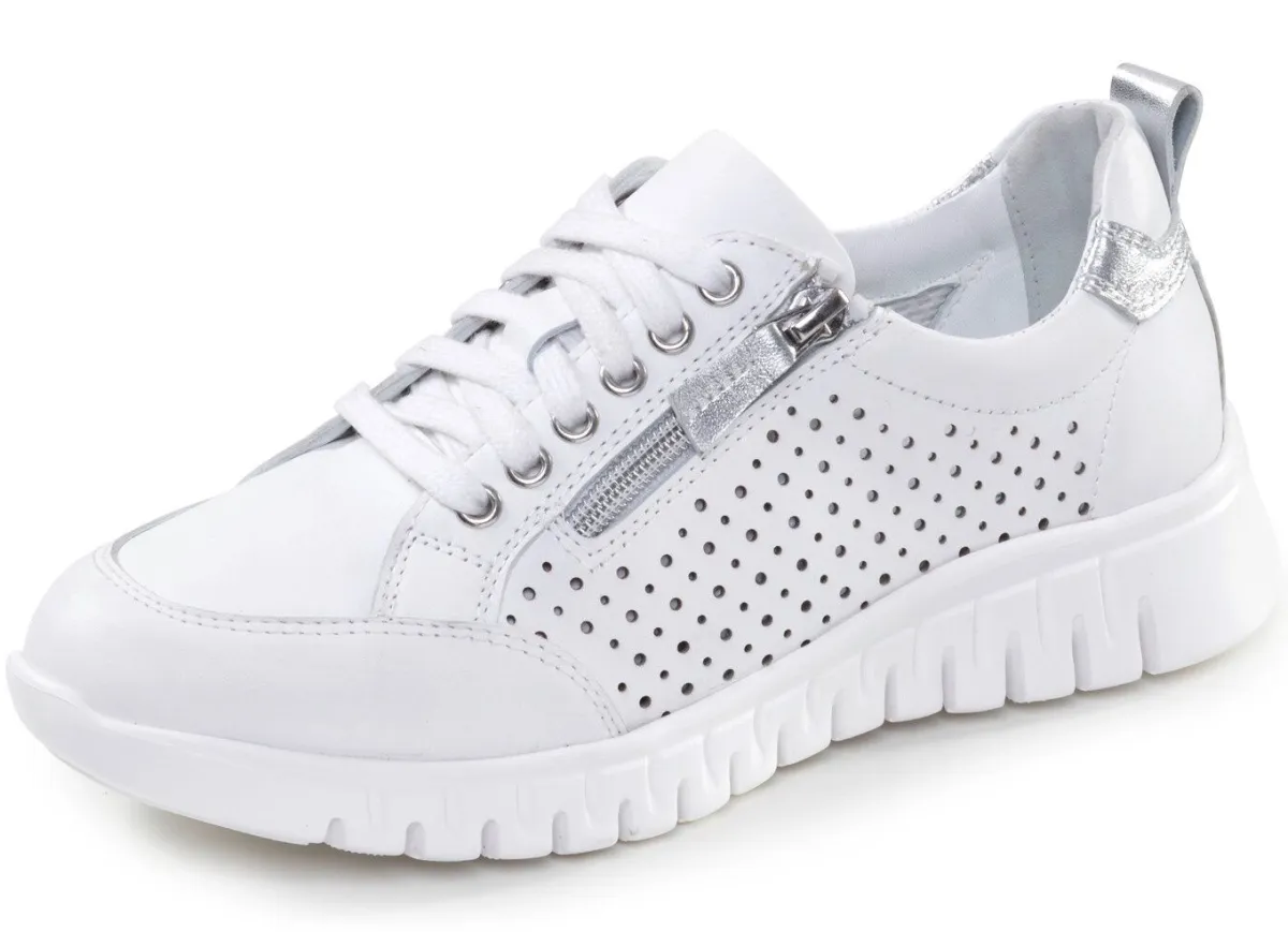 Hot ELENA EDEN , sommerliche Damen-Sneaker, Weite H, mit herausnehmbarem Fußbett WEISS-SILBER