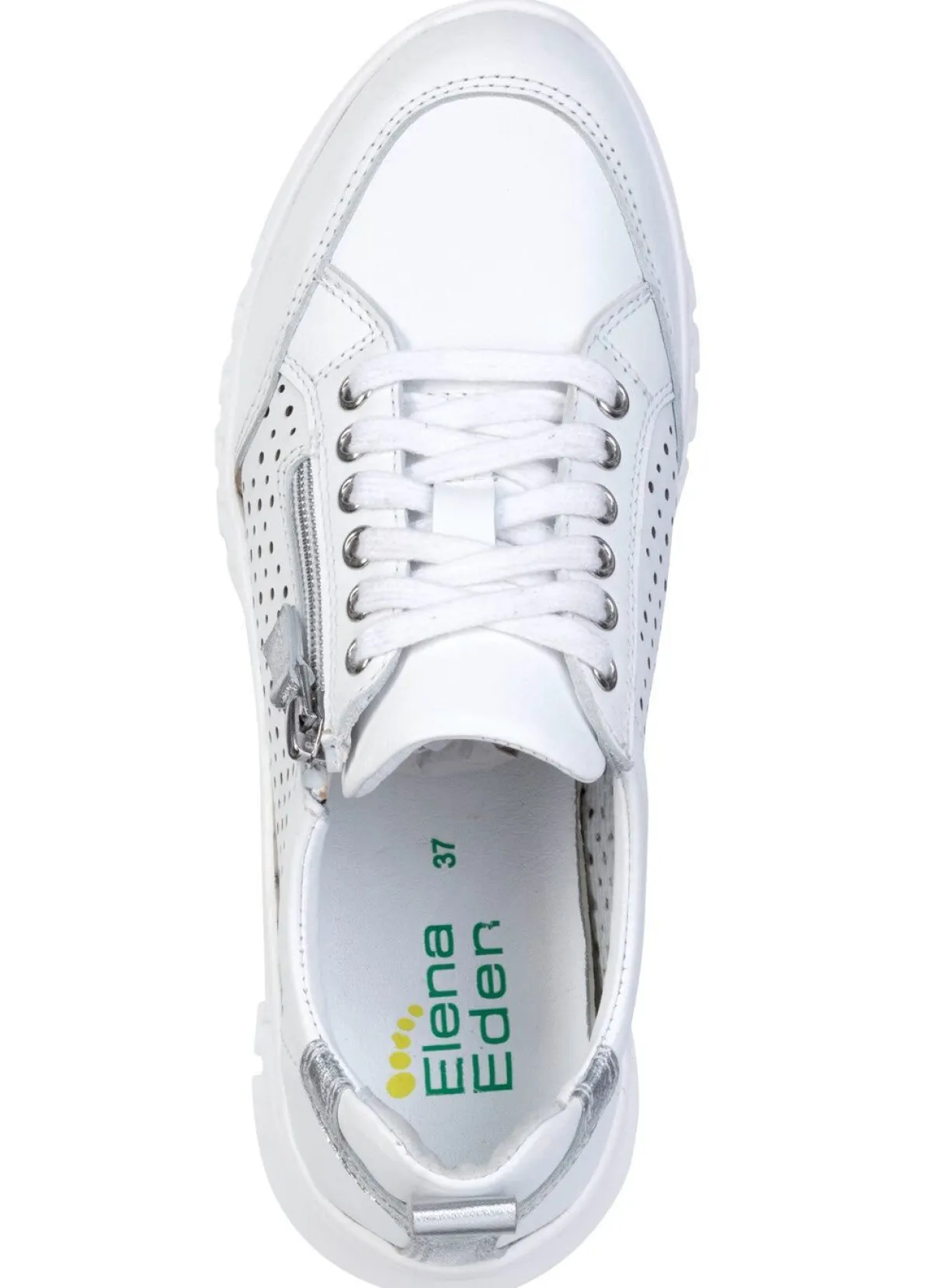 Hot ELENA EDEN , sommerliche Damen-Sneaker, Weite H, mit herausnehmbarem Fußbett WEISS-SILBER