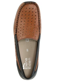 Hot BADER ELENA EDEN, sommerliche Damen-Slipper, Weite H, mit herausnehmbarem Fußbett COGNAC-SCHWARZ