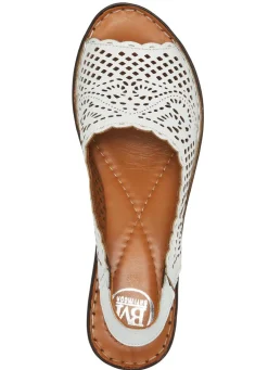 Outlet ELENA EDEN , sommerliche Damen-Sandaletten, Weite G, aus Leder WEISS