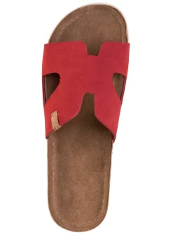 Clearance ELENA EDEN , sommerliche Damen-Pantoletten, aus Leder ROT