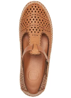 ELENA EDEN , sommerliche Damen-Slipper, Weite H, mit Klettverschluss COGNAC