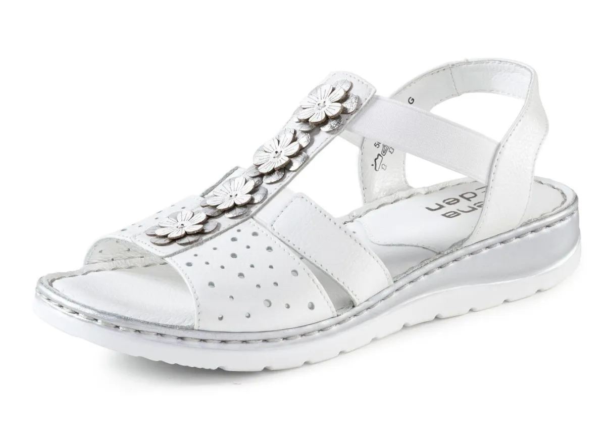 Discount ELENA EDEN , sommerliche Damen-Sandalen, Weite G, aus Leder WEISS-SILBER