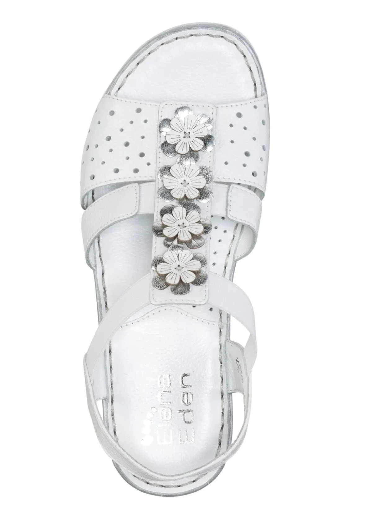 Discount ELENA EDEN , sommerliche Damen-Sandalen, Weite G, aus Leder WEISS-SILBER