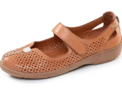 Discount ELENA EDEN , sommerliche Damen-Slipper, Weite G, mit herausnehmbarem Fußbett COGNAC