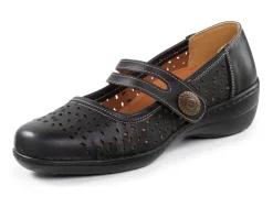 Sale ELENA EDEN , sommerliche Damen-Spangenschuhe, Weite H, mit herausnehmbarem Fußbett SCHWARZ
