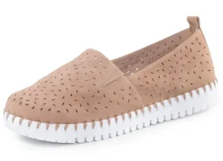 Hot ELENA EDEN , sommerliche Damen-Slipper, Weite H, mit herausnehmbarem Fußbett TAUPE