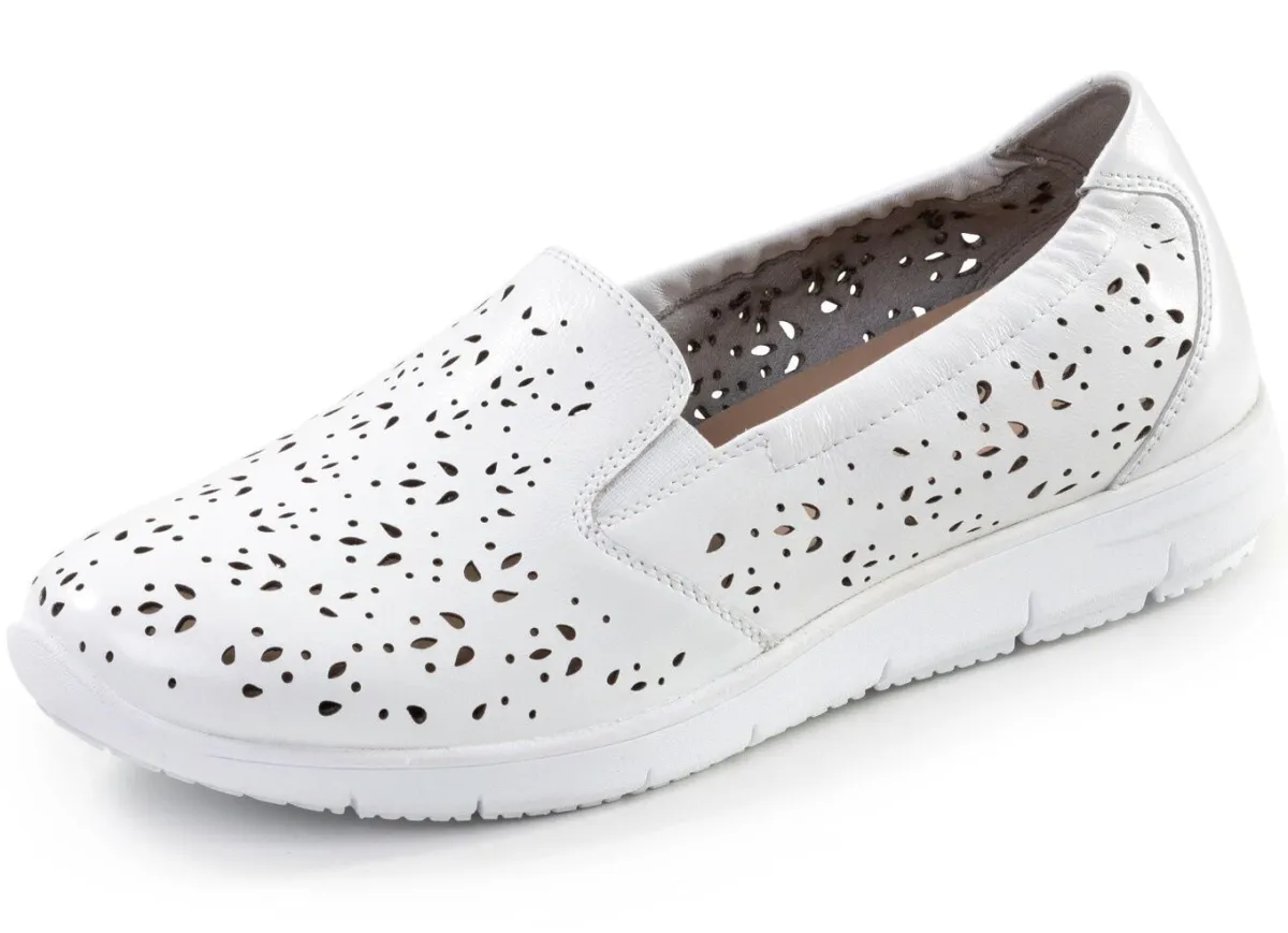 Best ELENA EDEN , sommerliche Damen-Slipper, Weite G, mit herausnehmbarem Fußbett WEISS