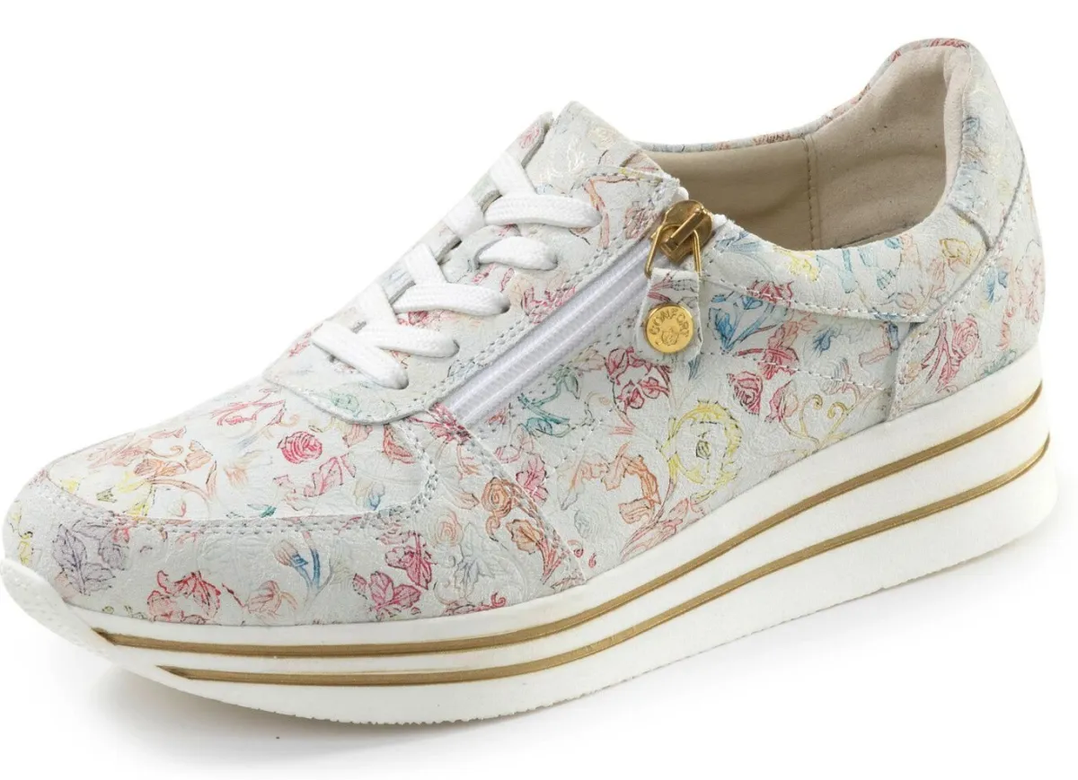 New ELENA EDEN , stilvolle Damen-Sneaker, Weite G, mit herausnehmbarem Fußbett ECRU-BUNT