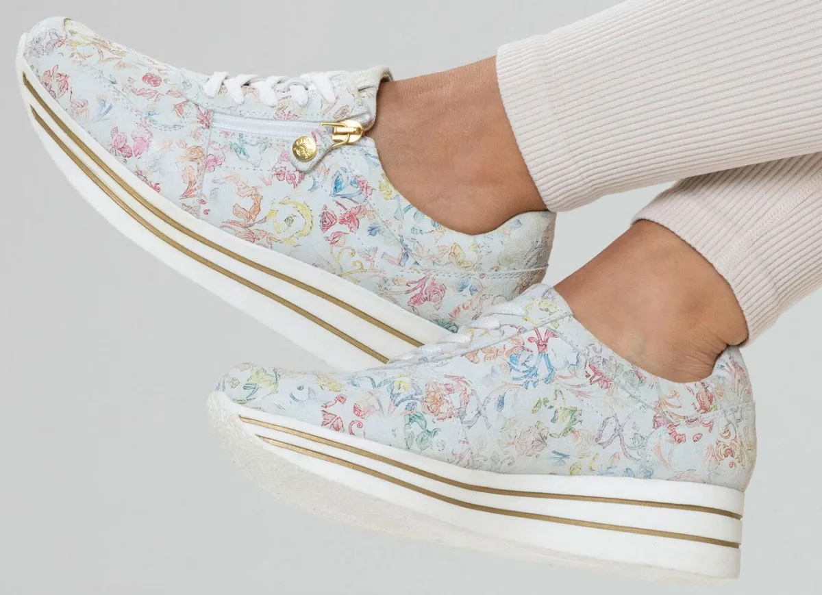 New ELENA EDEN , stilvolle Damen-Sneaker, Weite G, mit herausnehmbarem Fußbett ECRU-BUNT