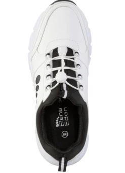 New ELENA EDEN , stylische Damen-Sneaker, mit herausnehmbarem Fußbett WEISS-SCHWARZ