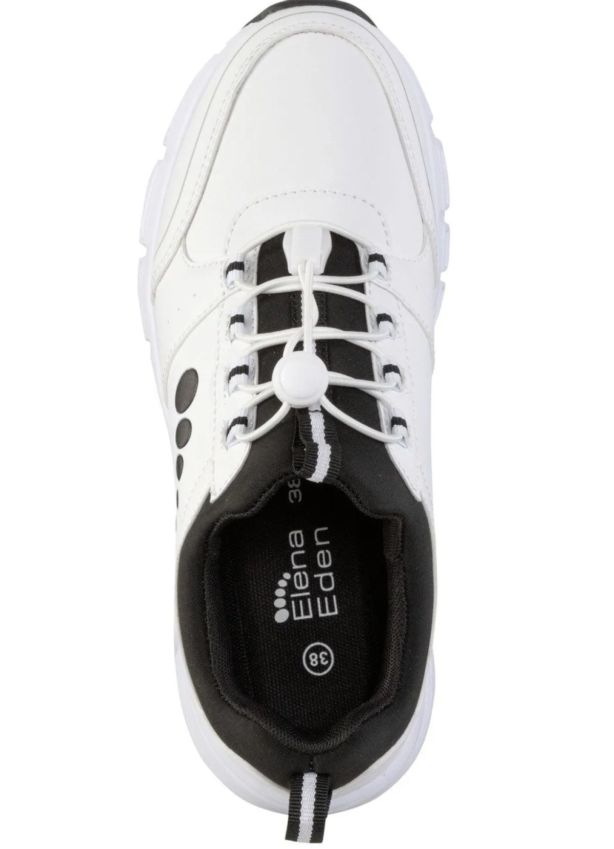 New ELENA EDEN , stylische Damen-Sneaker, mit herausnehmbarem Fußbett WEISS-SCHWARZ