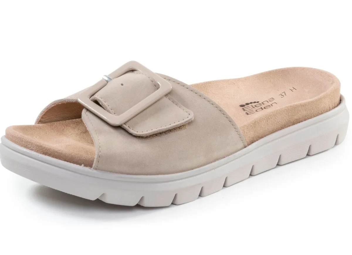 Online ELENA EDEN , stylische Damen-Pantoletten, Weite H, mit herausnehmbarem Fußbett BEIGE