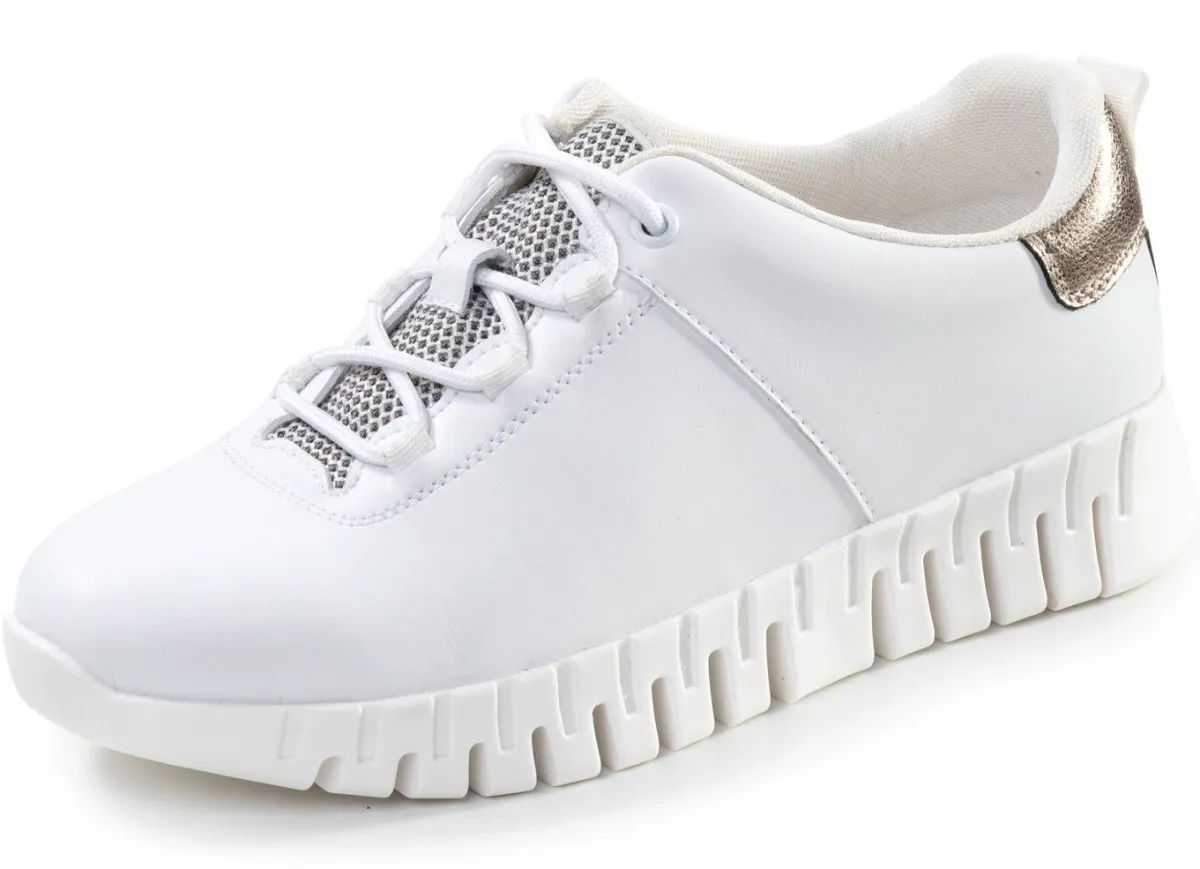 Sale ELENA EDEN , stylische Damen-Sneaker, Weite G, mit herausnehmbarem Fußbett WEISS-BRONZE
