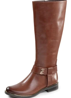 Outlet ELENA EDEN , trendige Damen-Stiefel, Winterschuhe, Weite G, mit Reißverschluss COGNAC