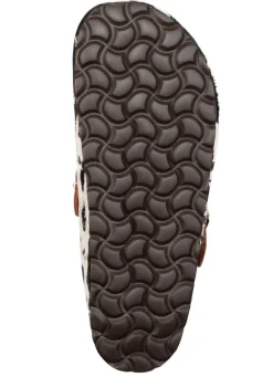 Sale ELENA EDEN , trendige Damen-Clogs, Weite H, mit brauner Spange SCHWARZ-WEISS