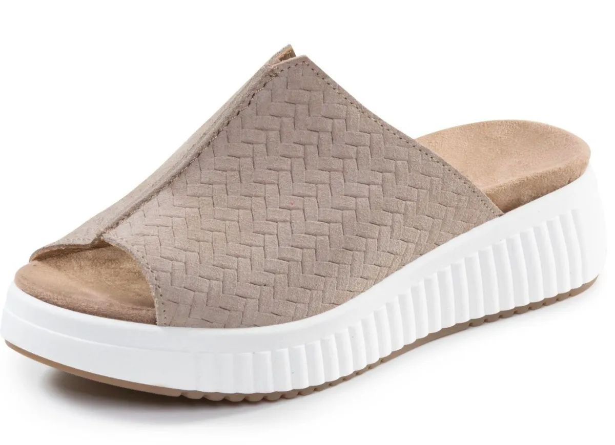 Outlet ELENA EDEN , trendige Damen-Pantoletten, Weite H, mit herausnehmbarem Fußbett SAND
