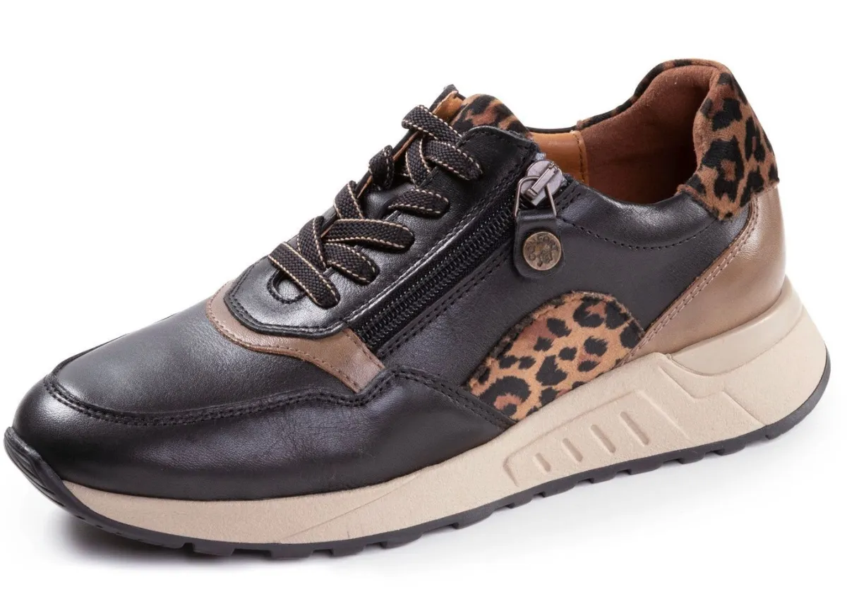Hot ELENA EDEN , trendige Damen-Sneaker, Weite G, mit herausnehmbarem Fußbett SCHWARZ-BRAUN