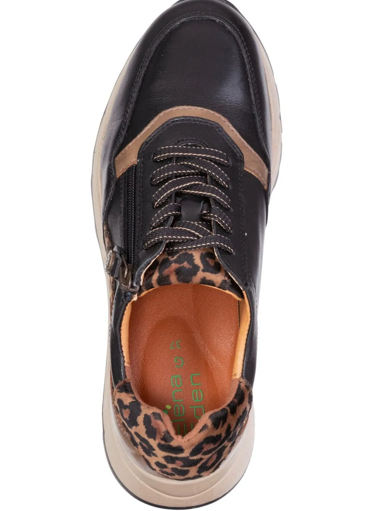 Hot ELENA EDEN , trendige Damen-Sneaker, Weite G, mit herausnehmbarem Fußbett SCHWARZ-BRAUN
