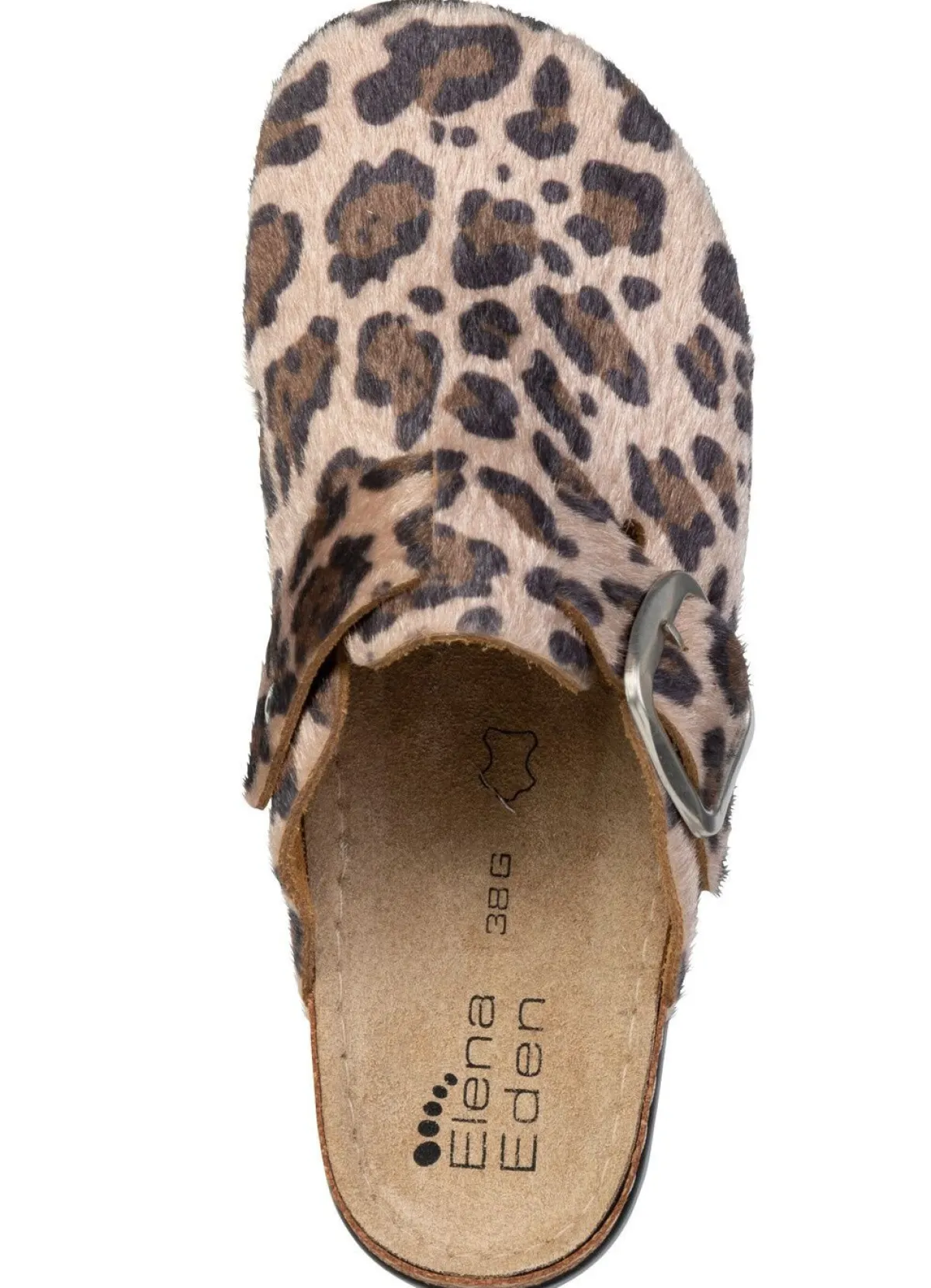 Sale ELENA EDEN , trendige Damen-Clogs, Weite G, mit Leo-Print BRAUN