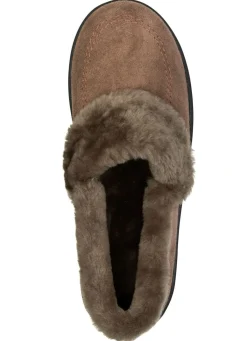 BADER ELENA EDEN, warme Damen-Hausschuhe, Weite H, mit Lammfell TAUPE