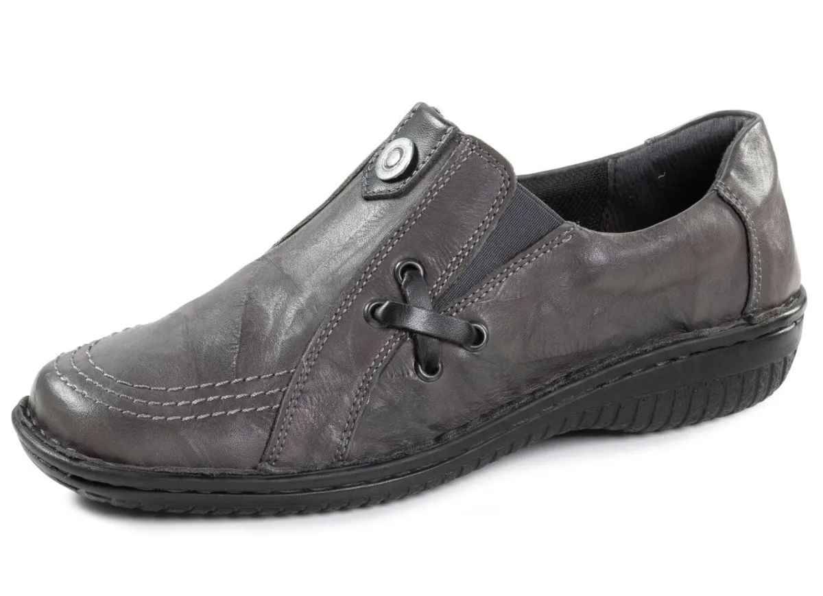 New ELENA EDEN -Slipper aus Nappaleder GRAU-SCHWARZ