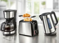 Sale BADER Emerio Frühstücksserie mit Applikationen aus Edelstahl SILBER-SCHWARZ