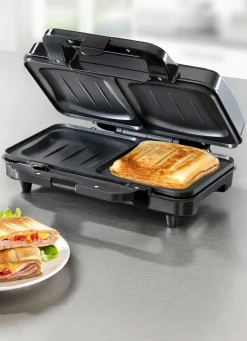 Clearance BADER Emerio Sandwichmaker für den leckeren Snack zwischendurch SILBER-SCHWARZ