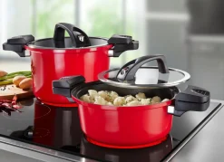 Best BADER Energiespartopf mit Niedrigdruck-Schnellkochtopfdeckel ROT