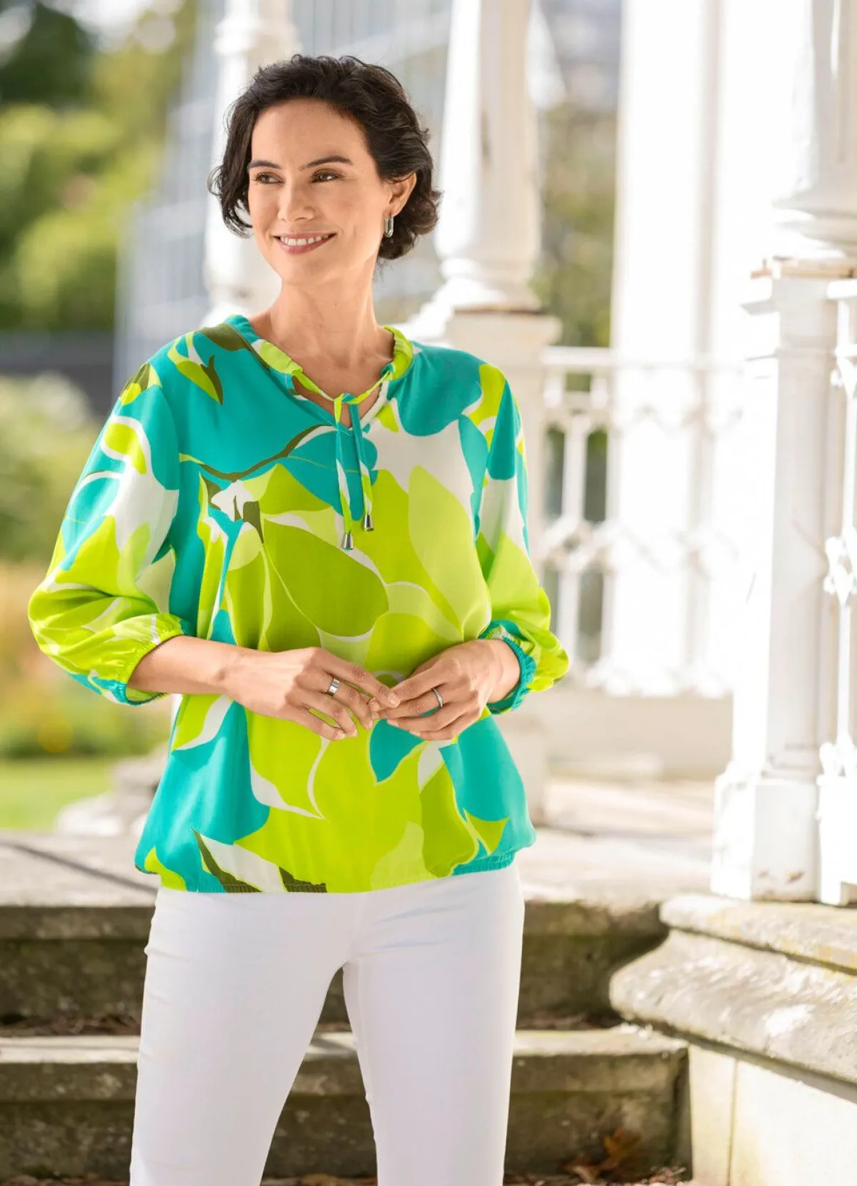laurakent Farbenfrohe Tunika TÜRKIS-KIWI-WEISS-BUNT