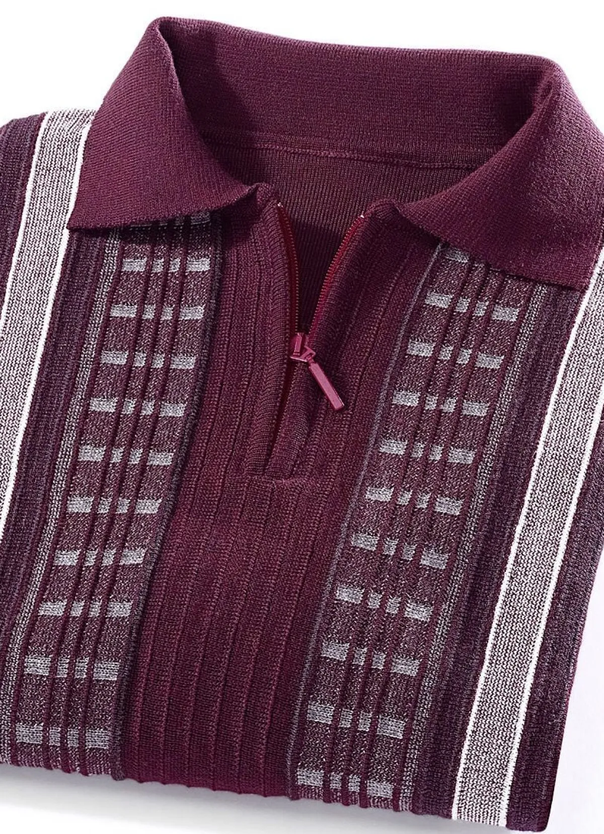 Clearance BADER Faszinierender Polopullover mit kurzem Reißverschluss BORDEAUX MELIERT