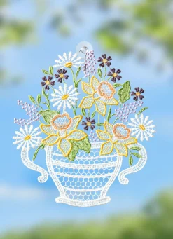 Discount PLAUENER SPITZE Fensterbild aus echter BUNT