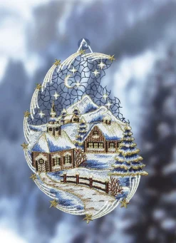 New PLAUENER SPITZE Fensterbild Schnee-Landschaft aus echter WEISS-BRAUN