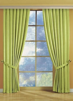 Outlet CHENILLE Fensterdekoration aus schwerer Thermo--Qualität GRÜN