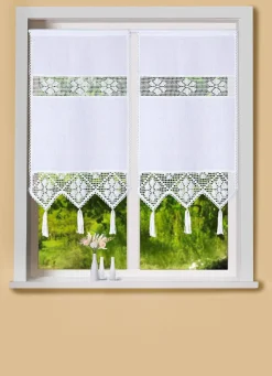 Outlet BADER Fenster- und Türbehang mit Häkeleinsätzen WEISS